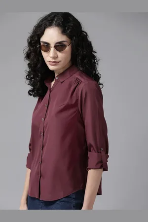 Roadster Women Burgundy Casual Shirt
