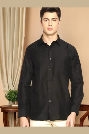 TATTVA Men Black Solid Casual Shirt