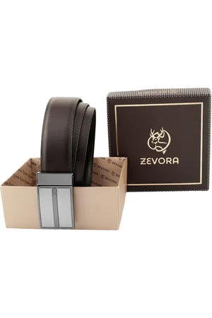 ZEVORA Men Textured Leather Reversible Belt