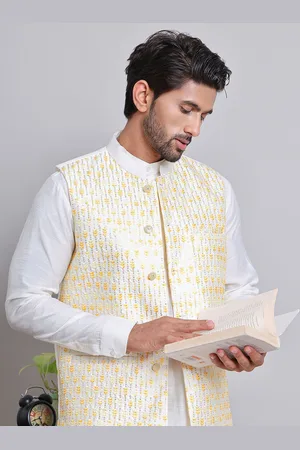 Jompers Men Embroidered Woven Nehru Jacket