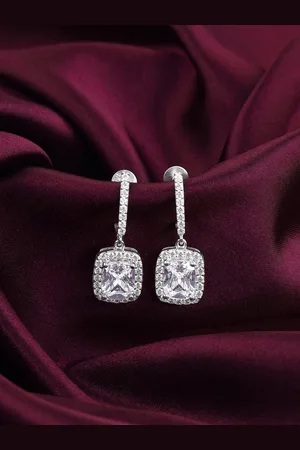 GIVA 925 Sterling Silver Rhodium-Plated Zircon Drop Earrings