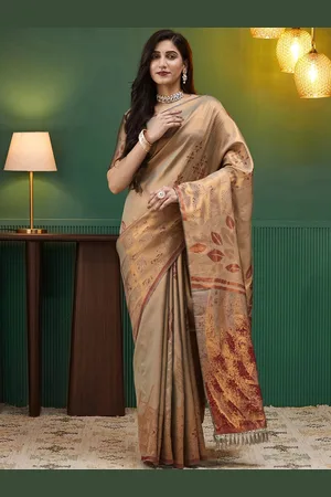Satrani Woven Design Zari Pure Silk Heavy Work Banarasi Saree