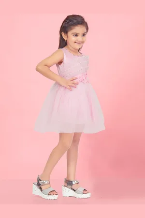 BAESD Girls Embellished Sleeveless Net Fit & Flare Dress