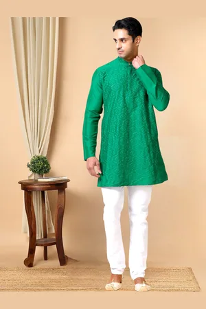TATTVA Mandarin Collar Woven Design Straight Kurta