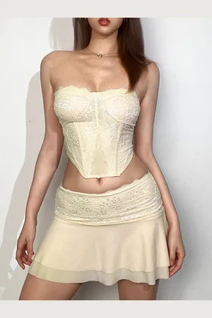 Stylecast Self-Design Strapless Corset Top And Mini Skirt