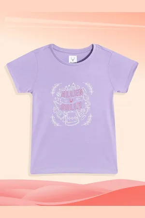 Allen Solly Girls Lavender & White Brand Logo Printed T-shirt