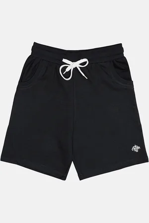 Chimprala Boys Black Mid-Rise Cotton Regular Shorts