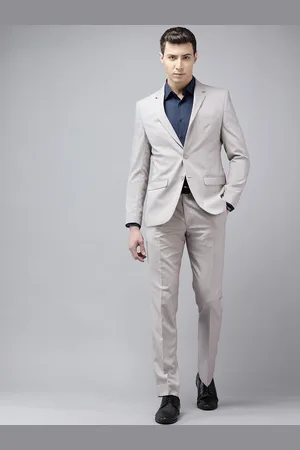 Park Avenue Men Self Design Textured Slim Fit Single-Breasted Two-Piece Party Suit