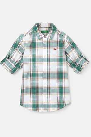 Benetton Boys Tartan Checked Cotton Shirt