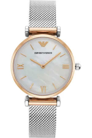 Emporio Armani Women Gianni T-Bar Braided Straps Analogue Watch AR2068-Silver