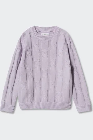 MANGO Girls Self Design Cable Knit Sustainable Pullover
