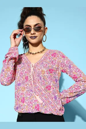 Berrylush Floral Print Wrap Top