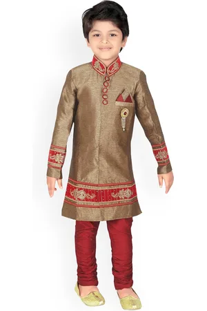 BAESD Boys Embroidered Silk Sherwani Set