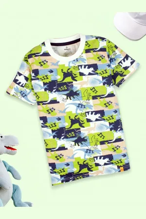 KiddoPanti Boys Conversational Printed Round Neck Cotton T-shirt