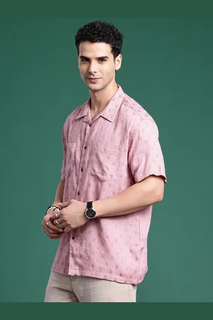 Sangria Boxy Fit Opaque Self Design Textured Pure Cotton Casual Shirt