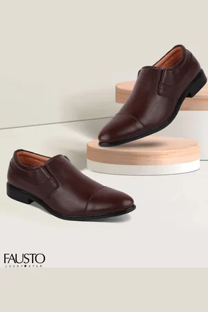 FAUSTO Men Brown Solid Formal Derbys