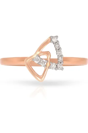 BHIMA 18Kt BIS Hallmark 750 Purity Rose Gold Duo Prism Diamond Ring