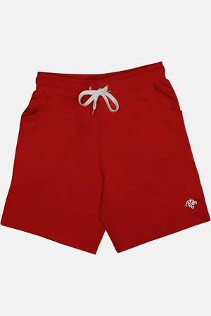 Chimprala Boys Red Solid Mid-Rise Regular Shorts