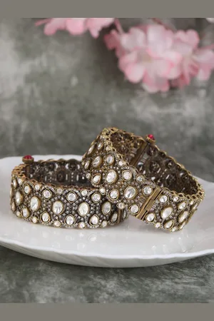 AURAA Trends 22KT Set of 2 Gold Plated Kundan Bangles