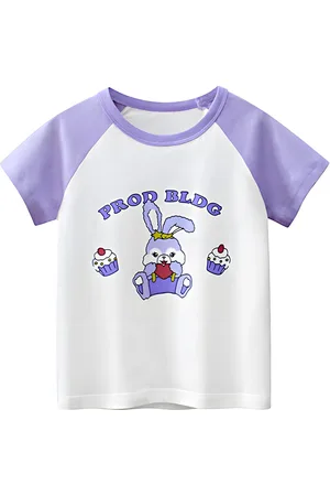 BAESD Girls Graphic Printed Round Neck Cotton T-shirt