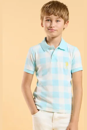 Ralph Lauren Boys Checked Polo Collar Cotton T-shirt