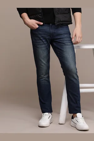 WROGN Men Mid-Rise Straight Fit Heavy Fade Stretchable Jeans