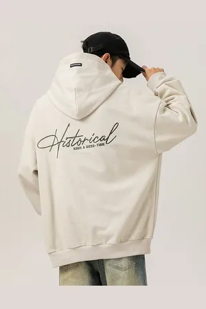 HERE&NOW Men Printed Hooded Pullover Sweatshirt