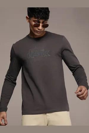FORCE IX Men Pure Cotton Reflective Brand Logo Printed T-shirt With Applique Detail