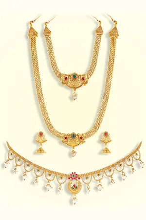 Peora Gold-Plated Stone Studded Jewellery Set