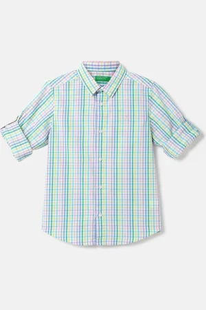 Benetton Boys Checked Casual Cotton Shirt