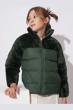 VERO MODA Girls Mock Collar Colourblocked Casual Puffer Jacket