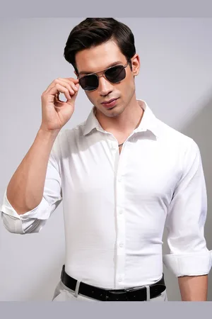 Highlander Men Spread Collar Textured Cotton Formal Shirt