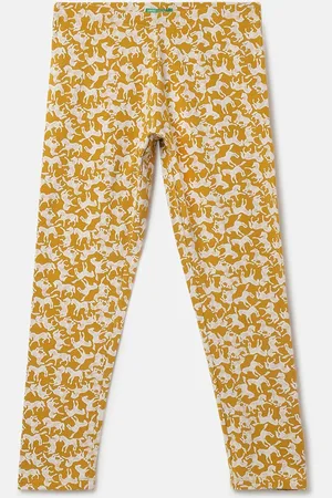 Benetton Girls Printed High-Rise Ankle-Length Pure Cotton Leggings