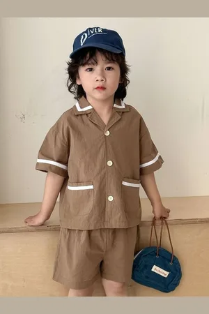 LULU & SKY Unisex Kids Collared Neck Pure Cotton Shirt with Shorts