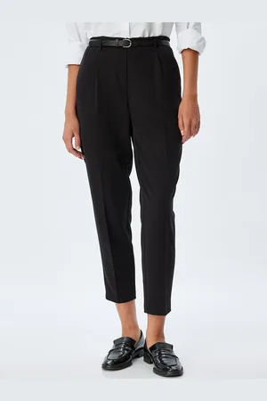Koton Women High-Rise Cropped Formal Trousers
