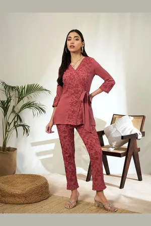 Bandia Floral Embroidered V-Neck Tunic With Trouser