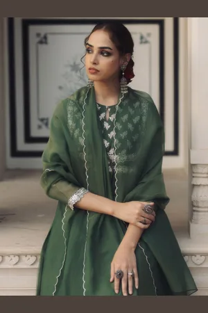 anayna Women Ethnic Motifs Embroidered Panelled Kurta with Trousers & With Dupatta