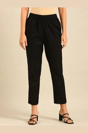 De Moza Women Mid-Rise Cotton Cigarette Trousers