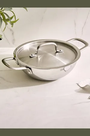 Home Centre Valeria Carin Silver-Toned Stainless Steel Induction Kadhai and Wok 1.6 L