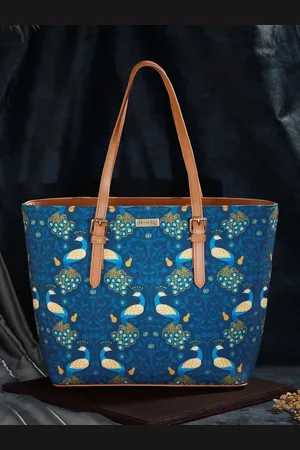 Priyaasi Blue Floral Printed Oversized Structured Shoulder Bag