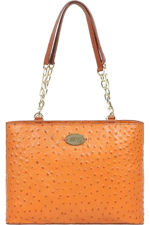 Hidesign Tan Brown Textured Leather Structured Shoulder Bag