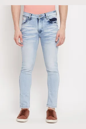 Duke Men Blue Slim Fit Mildly Distressed Heavy Fade Stretchable Jeans