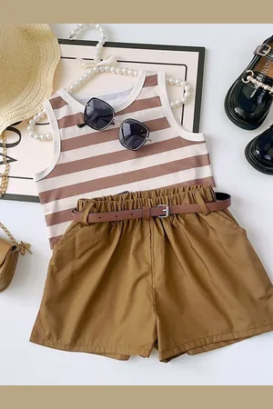 LULU & SKY Girls Striped Tank Top with Shorts
