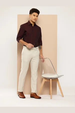 Invictus Men Adjustable Waistband Micro Checked Formal Trousers