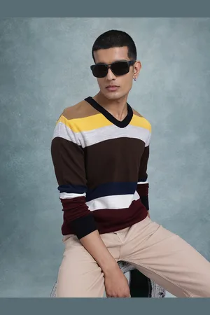 Roadster The Lifestyle Co. Striped Colourblocked Pullover