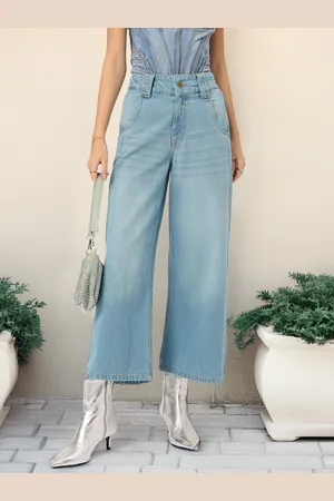 DressBerry Women Freedom Fit Wide Leg Non-Stretchable Jeans