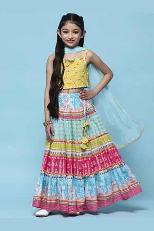 Biba Girls Printed Cotton Ready to Wear Lehenga & Blouse With Dupatta
