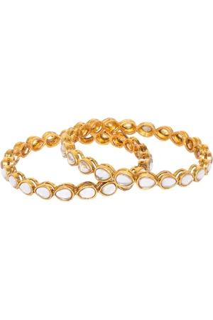 Mali Fionna Set of 2 Women Gold-Toned & White Bangle