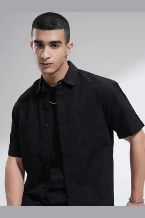 Highlander Men Jacquard Textured Solid Utility Pocket Relaxed Shirt