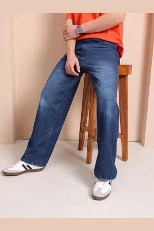 Mast & Harbour Men Wide Leg Light Fade Stretchable Jeans